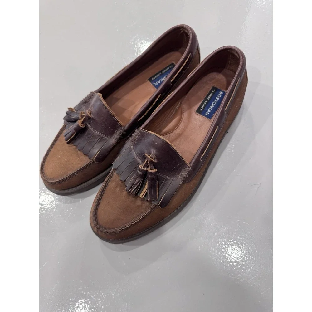 Bostonian Men's Brown Tassel Fringe Loafers Slip-On Round Toe Casual